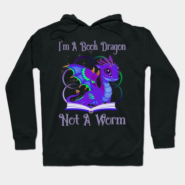 I'm a Book Dragon Not a Worm Funny Dragon Hoodie by tabbythesing960